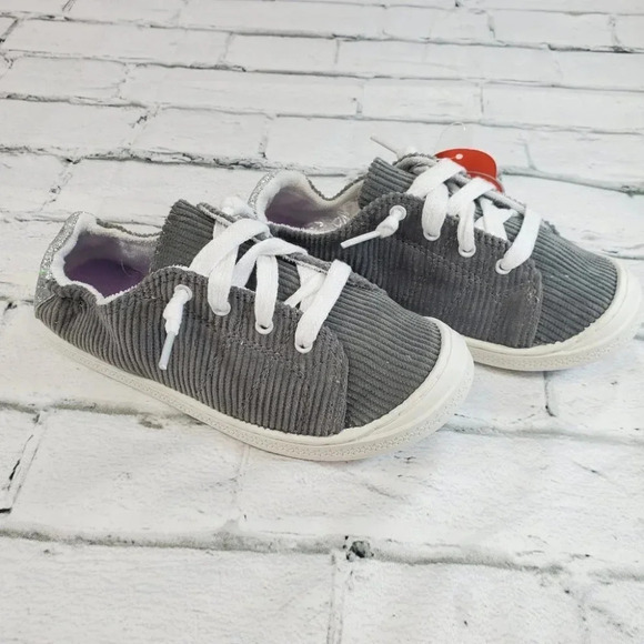 Grey Corduroy Little Girl Shoes - Picture 9 of 10